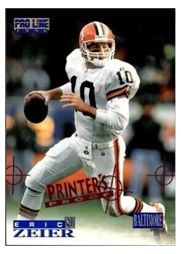 1996 Pro Line Eric Zeier Printer's Proof #29 card