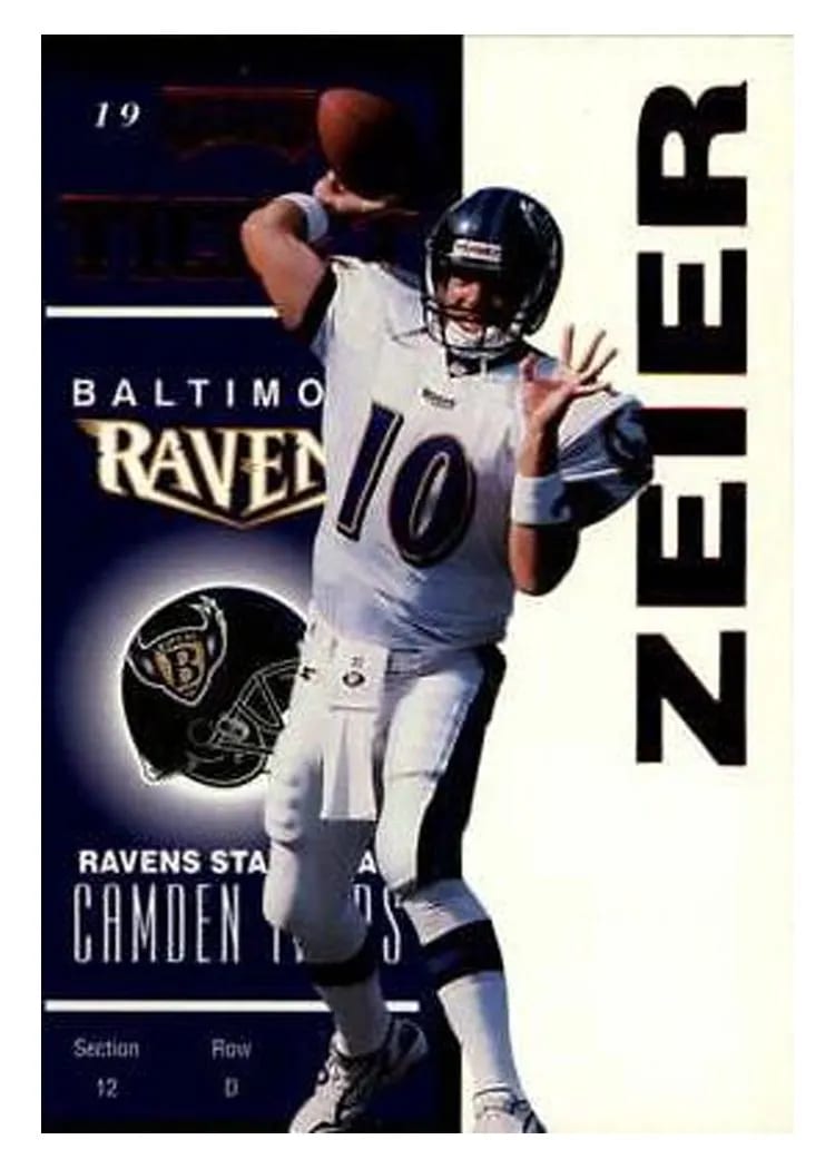 1998 Playoff Contenders Ticket Eric Zeier Red #7 card