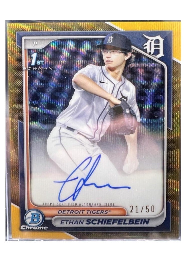 2024 Bowman Draft Chrome Prospect Autographs Ethan Schiefelbein Gold Wave Refractor #CPA-ES card