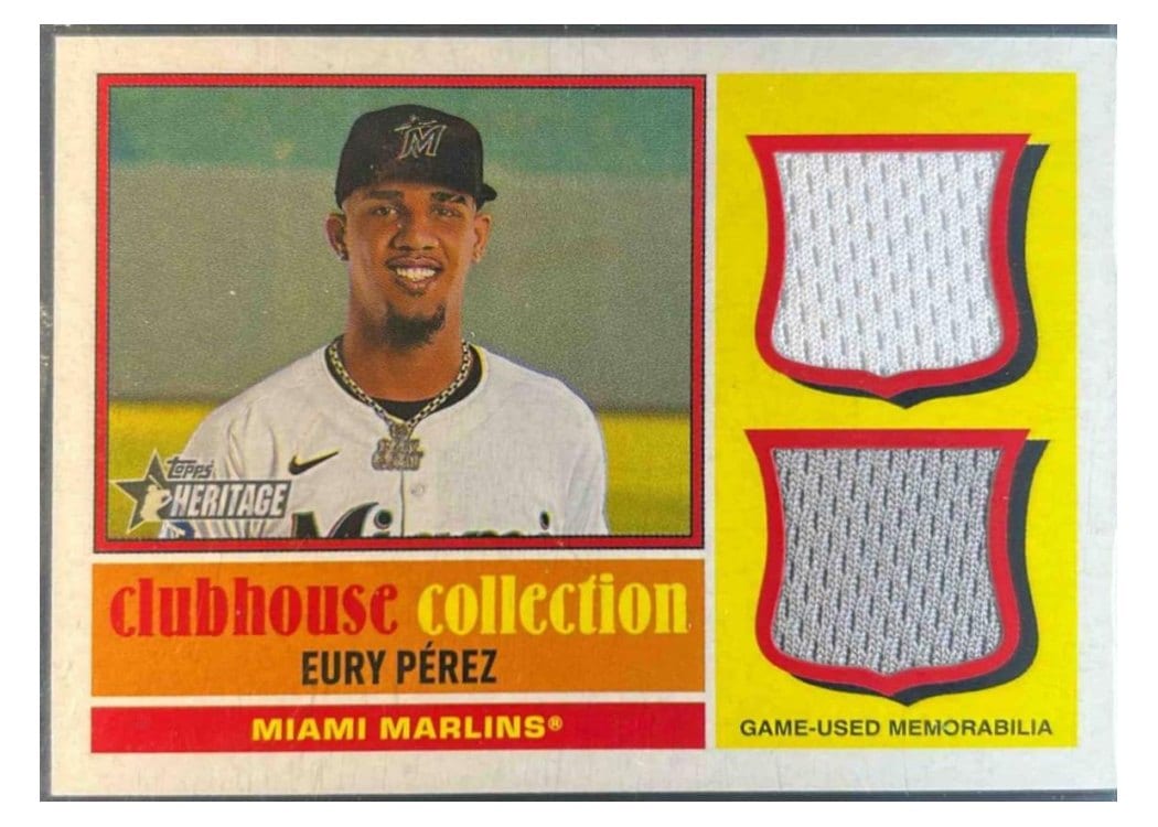 2025 Topps Heritage Clubhouse Collection Single Player Dual Relics Eury Pérez #CCSDR-EP card