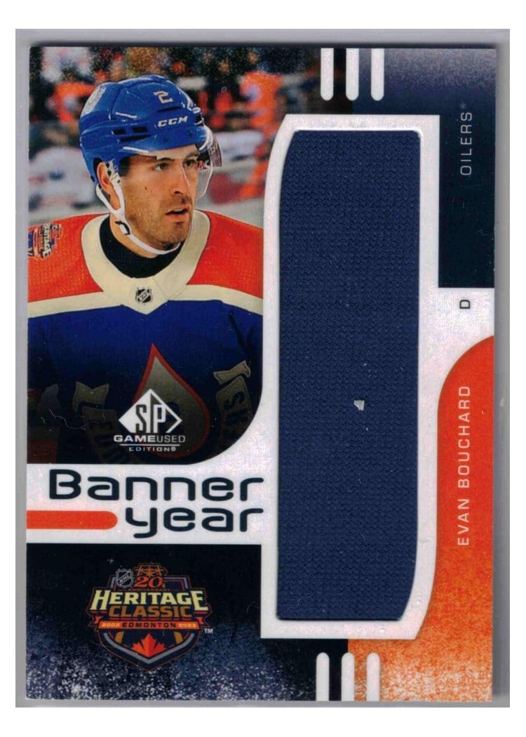 2024-25 SP Game Used 2023 Heritage Classic Banner Year Relics Evan Bouchard #BYHC-EB card