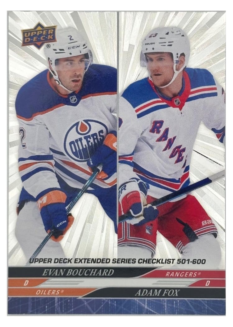 2024-25 Upper Deck Base Set Evan Bouchard / Adam Fox Outburst Silver #699 card
