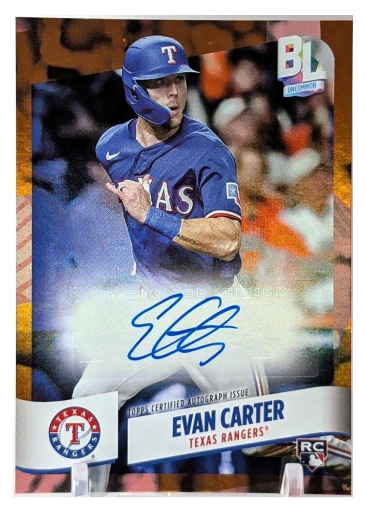 2024 Topps Big League Electric Orange Autographs Common Evan Carter #BEF-EC card