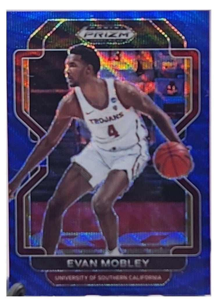 2022-23 Panini Prizm Base Set Evan Mobley Blue Wave Prizm #81 card