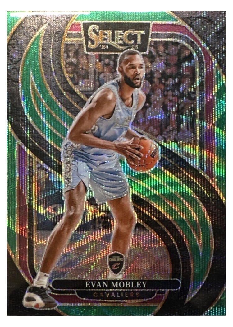 2024-25 Panini Select Base Set Evan Mobley Green Wave Prizm #112 card