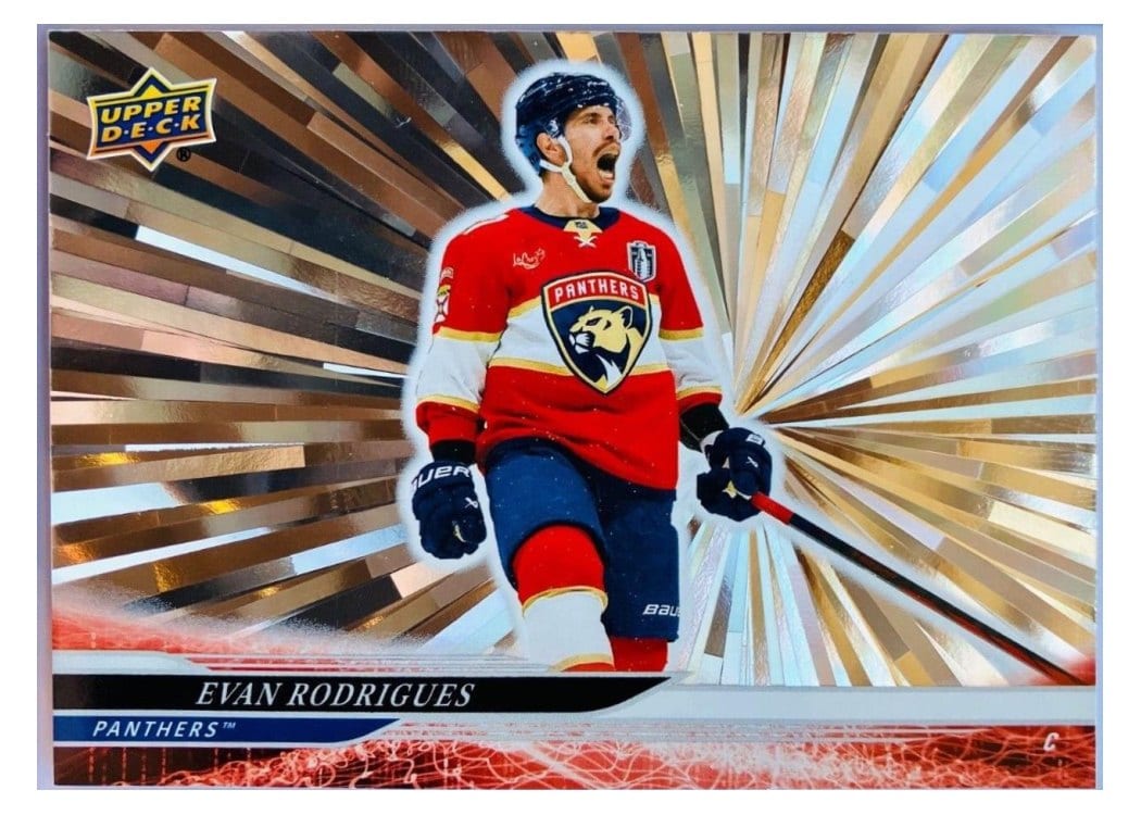 2024-25 Upper Deck Base Set Evan Rodrigues Outburst Silver #323 card