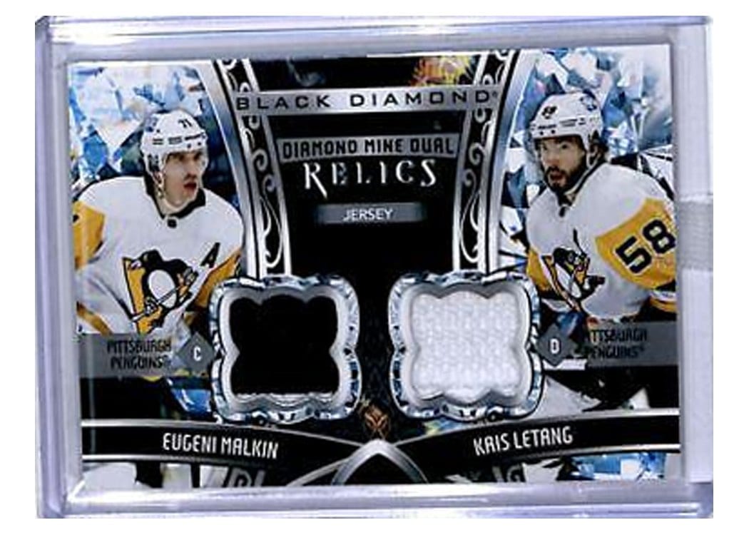 2022-23 Upper Deck Black Diamond Diamond Mine Dual Relics Evgeni Malkin/Kris Letang #DMDR-ML card