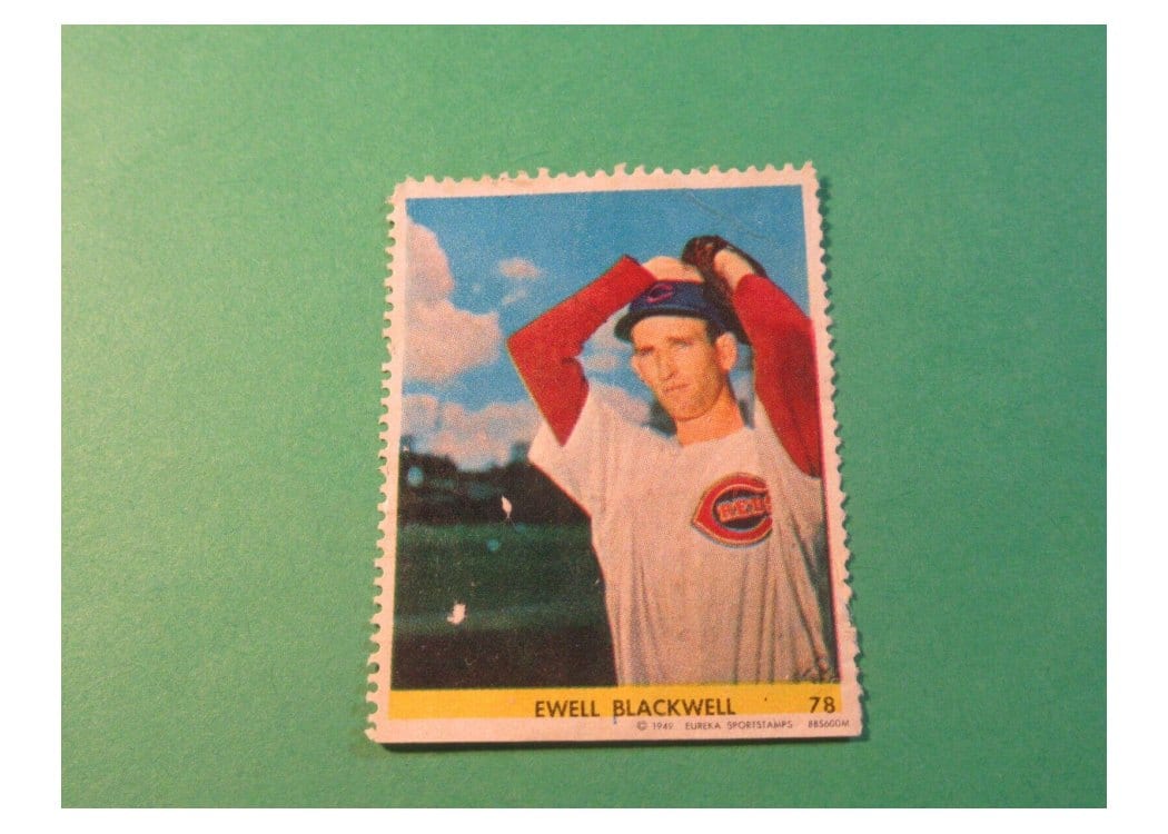 1949 Eureka Sportstamps Ewell Blackwell #78 card