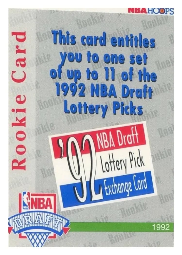 1992 Hoops Draft Redemption Exchange Card Unstamped card