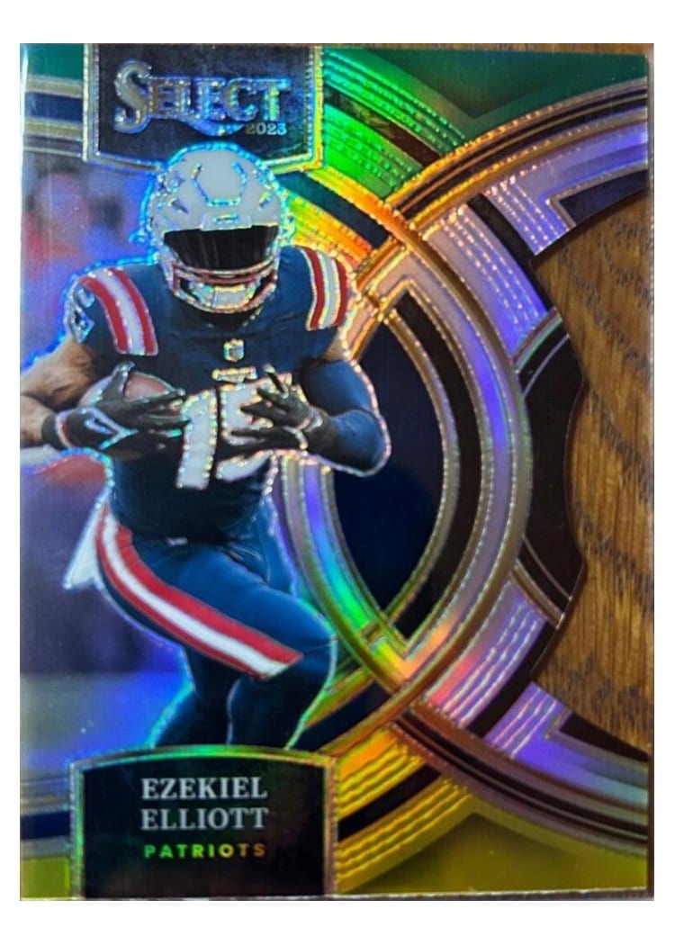 2023 Panini Select Base Set Ezekiel Elliott Green Yellow Prizm Die-Cut #185 card