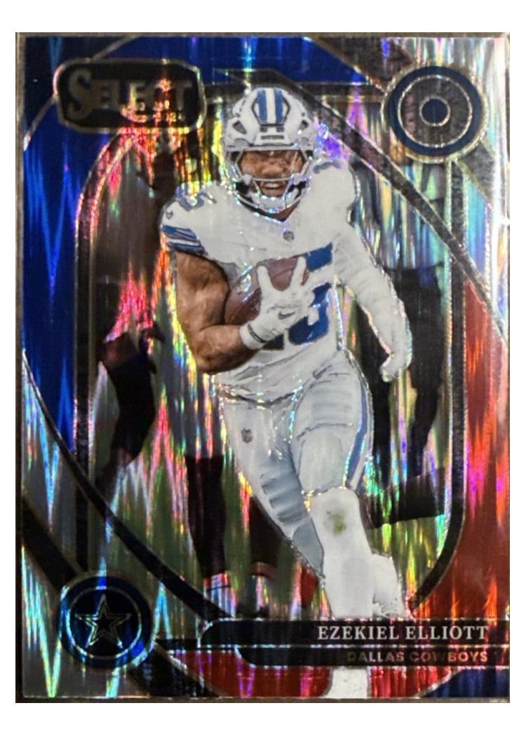 2024 Panini Select Base Set Ezekiel Elliott Red Blue Prizm Shock #256 card