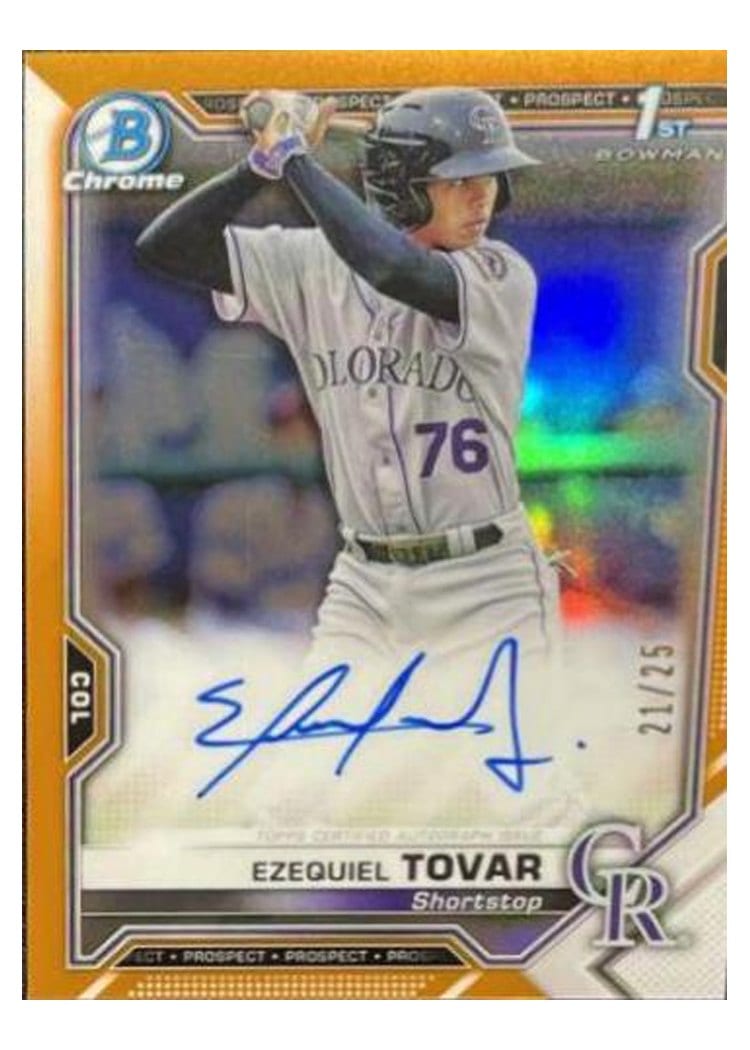 2021 Bowman Chrome Prospect Autographs Ezequiel Tovar #CPA-ETO card