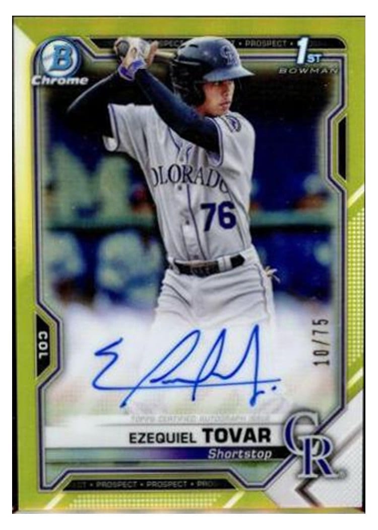 2021 Bowman Chrome Prospect Autographs Ezequiel Tovar #CPA-ETO card