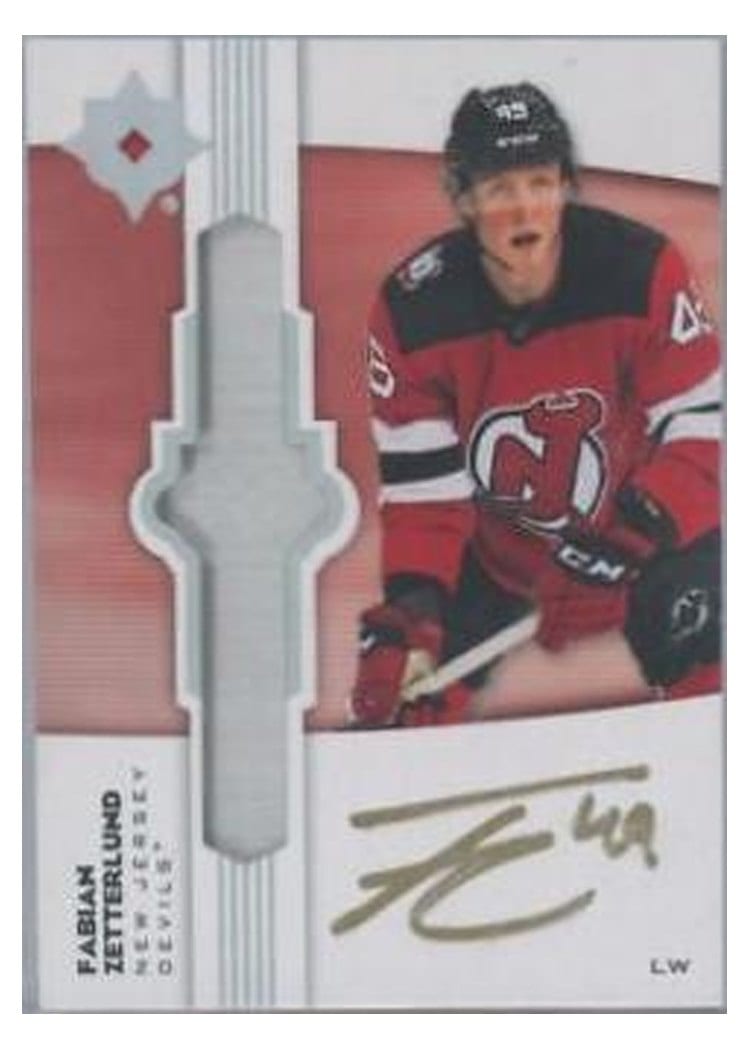 2022-23 Upper Deck Ultimate Collection Ultimate Emblems Autograph Fabian Zetterlund #UE-FZ card