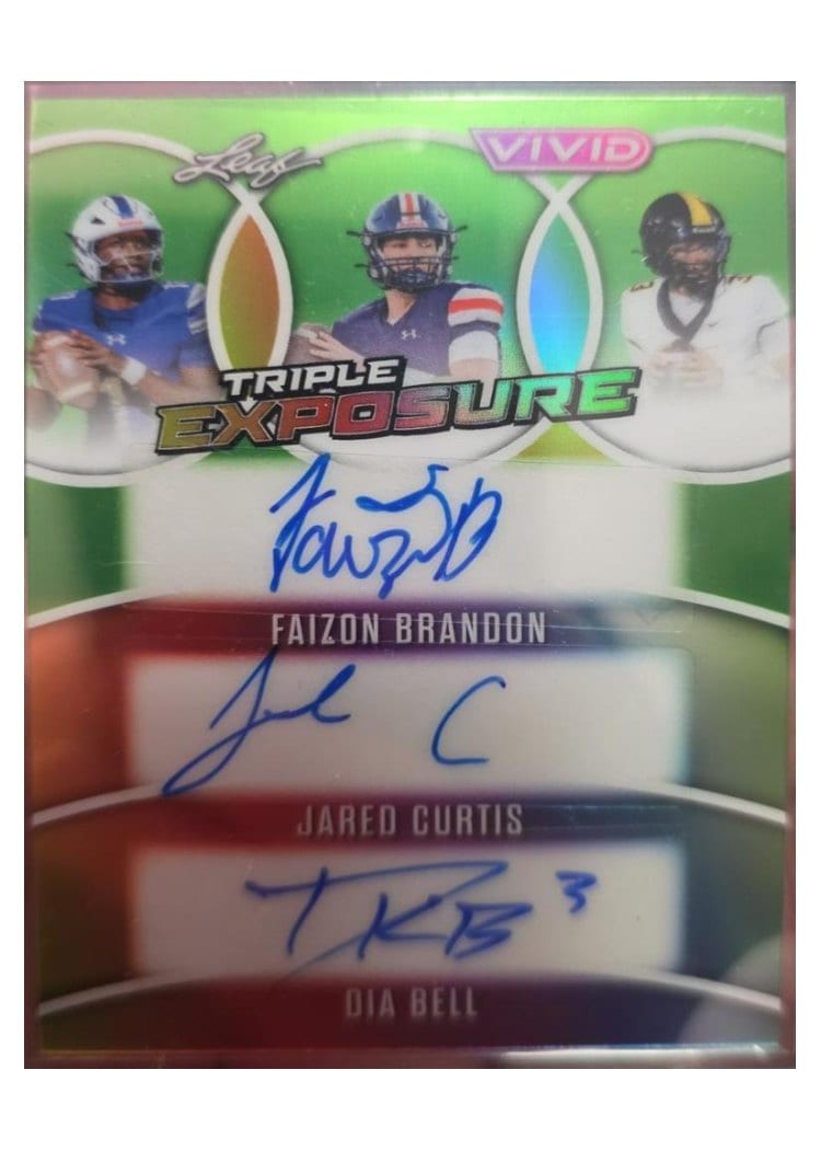 2025 Leaf Vivid Triple Exposure Faizon Brandon / Jared Curtis / Dia Bell #TE-2 card