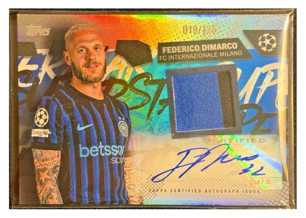 2025-26 Topps UEFA Club Competitions Topps Superstar Autographed Relics Federico Dimarco #TSAR-FD card