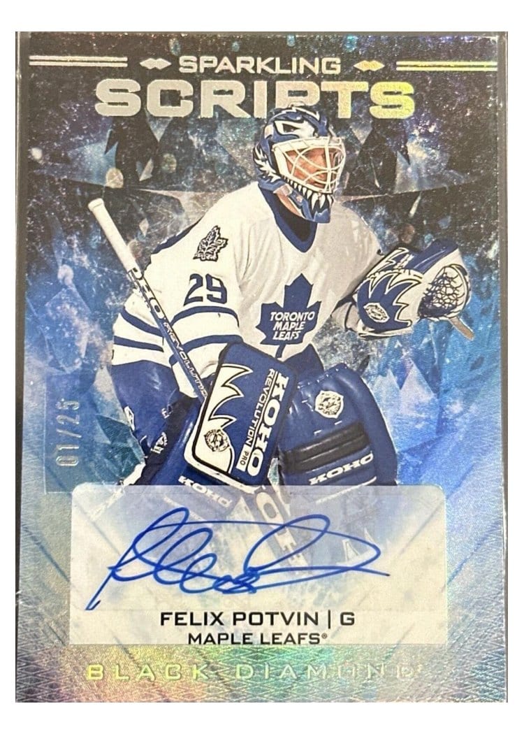 2024-25 Upper Deck Black Diamond Sparkling Scripts Felix Potvin #SS-FP card