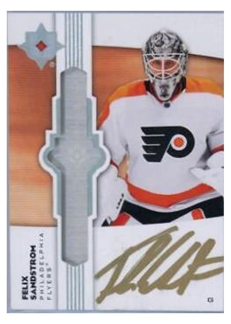 2022-23 Upper Deck Ultimate Collection Ultimate Emblems Autograph Felix Sandstrom #UE-FS card