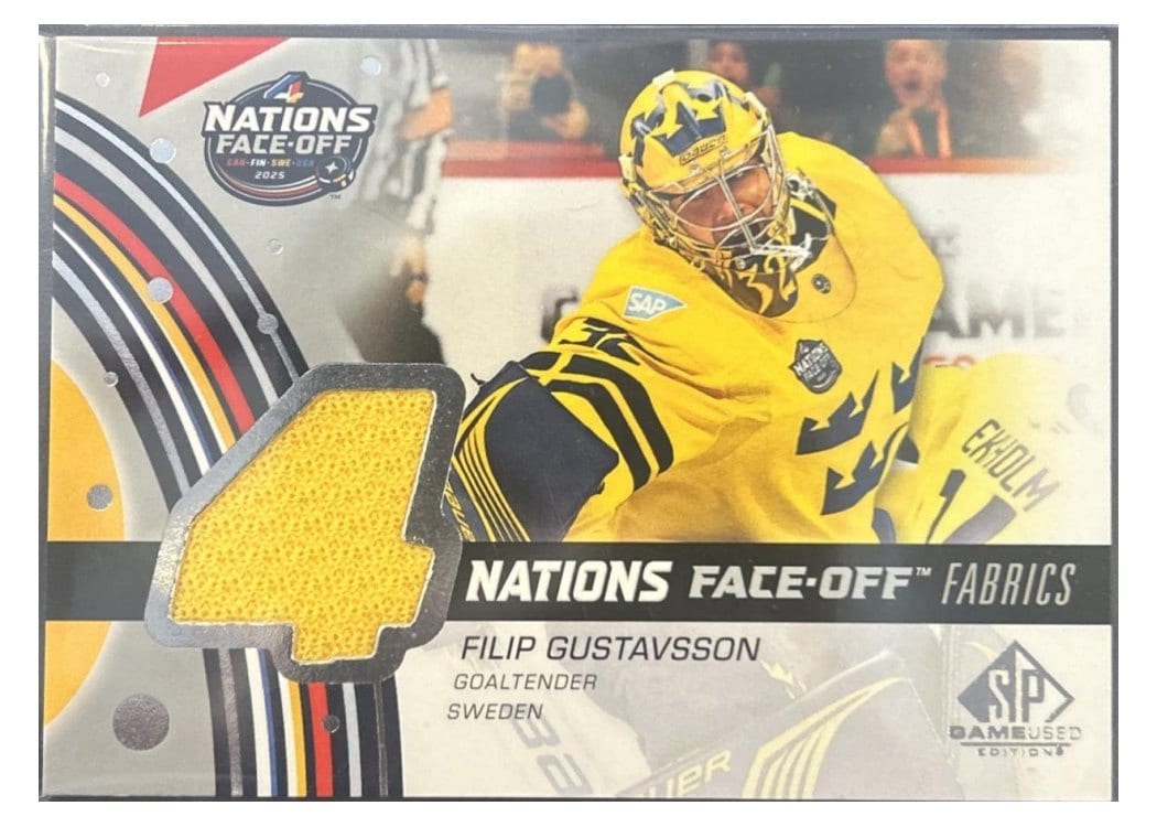 2025-26 SP Game Used 2025 4 Nations Face-Off Fabrics Filip Gustavsson #4N-FG card