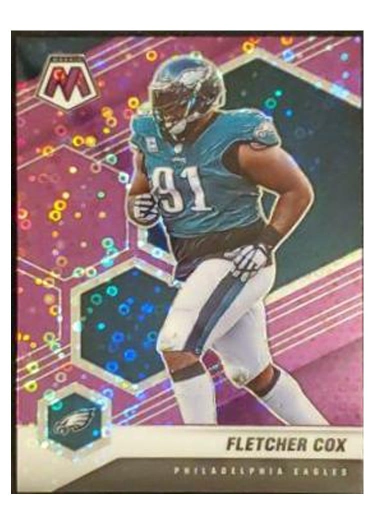2021 Panini Mosaic Base Set Fletcher Cox No Huddle Purple Mosaic #165 card