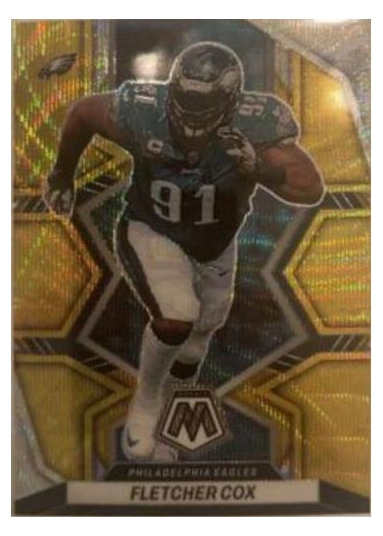 2022 Panini Mosaic Base Set Fletcher Cox Gold Wave #160 card