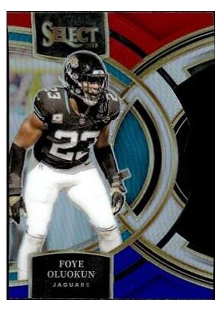 2023 Panini Select Base Set Foye Oluokun Red Blue Prizm Die-Cut #139 card
