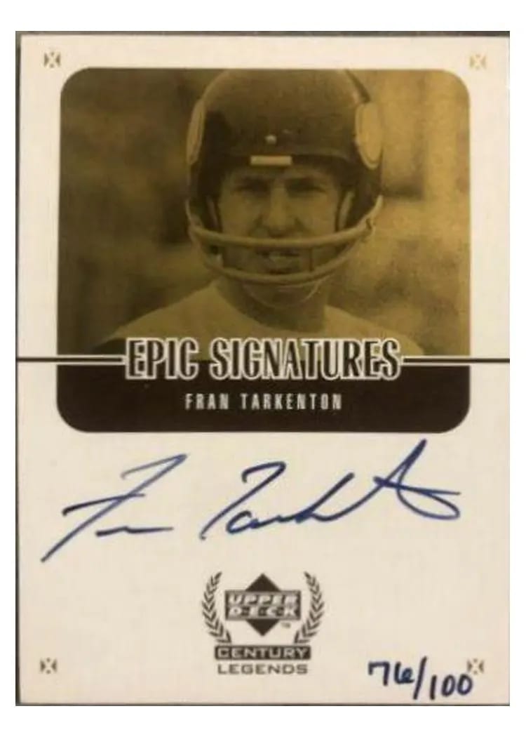 1999 Upper Deck Century Legends Epic Signatures Fran Tarkenton #FTC card