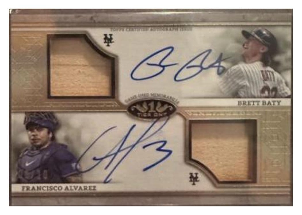 2024 Topps Tier One Autographed Dual Bat Relics Francisco Alvarez / Brett Baty #ADRB-BAL card