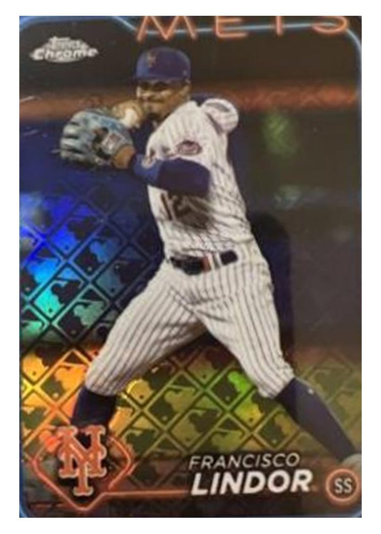 2024 Topps Chrome Francisco Lindor Logofractor Blue #137 card
