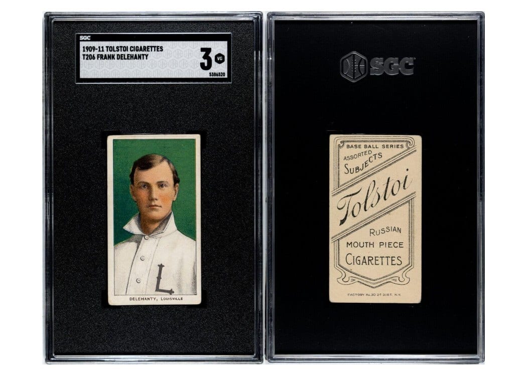1909 T206 Tolstoi Frank Delehanty card