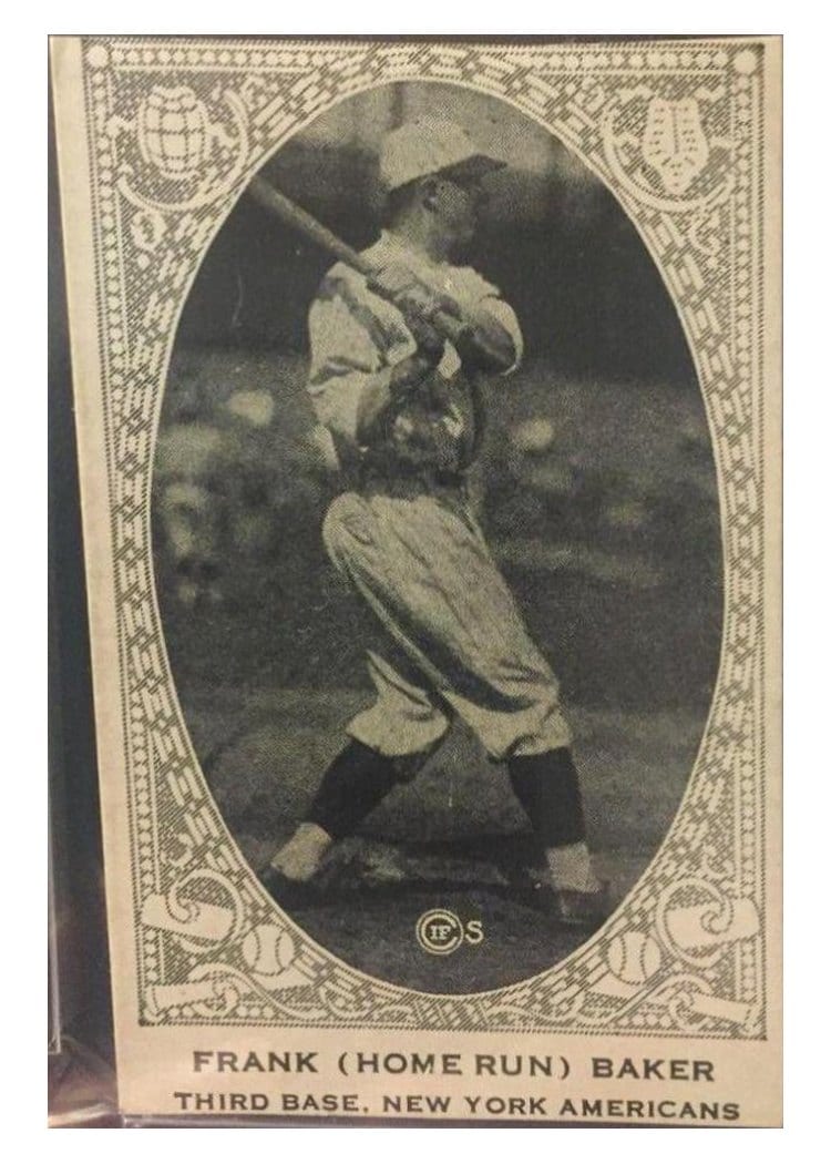 1922 W573 Frank Home Run Baker Hand Cut card