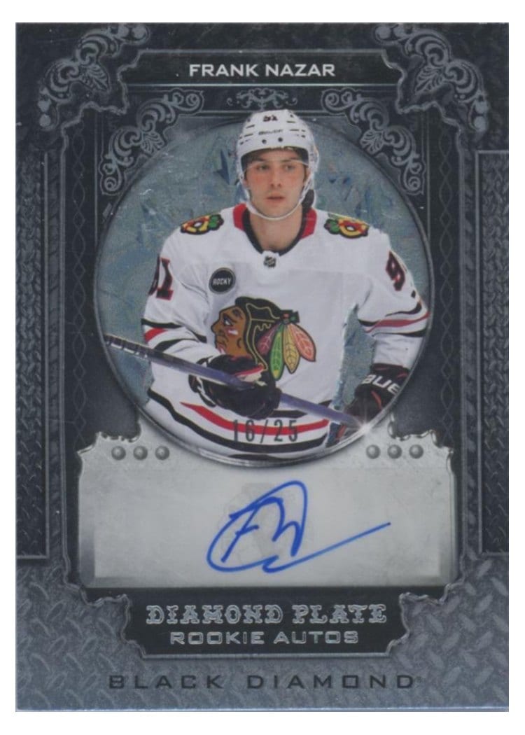 2024-25 Upper Deck Black Diamond Diamond Plate Rookie Autograph Frank Nazar #DPR-FN card