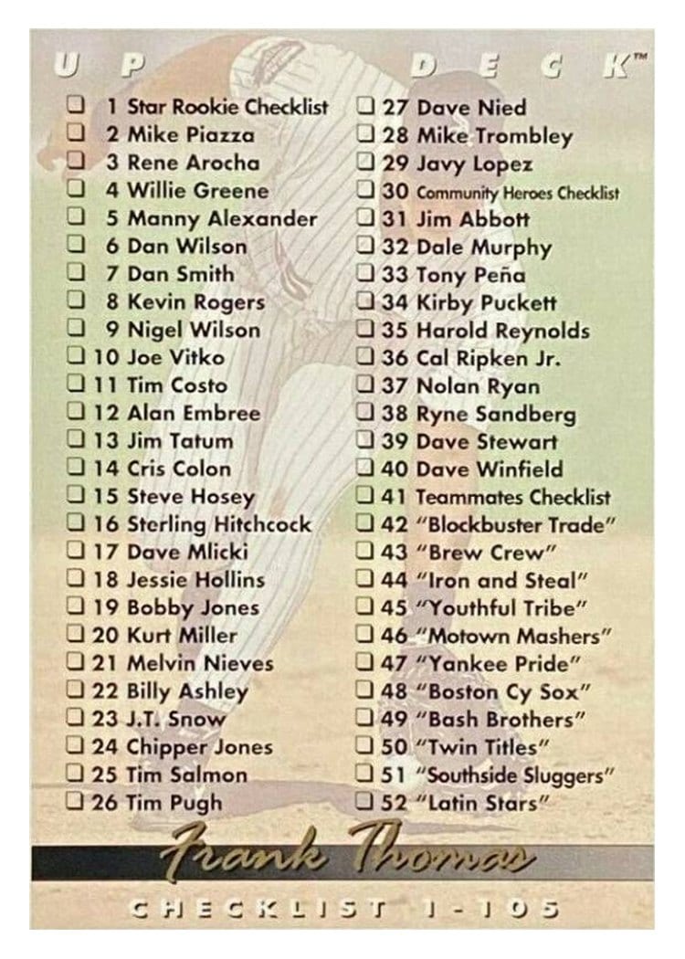 1993 Upper Deck Base Set Frank Thomas #105 card