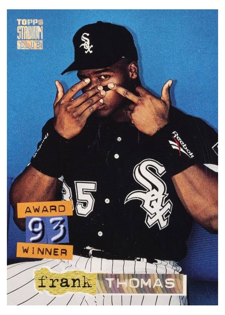 1994 Stadium Club Base Set Frank Thomas #285 card