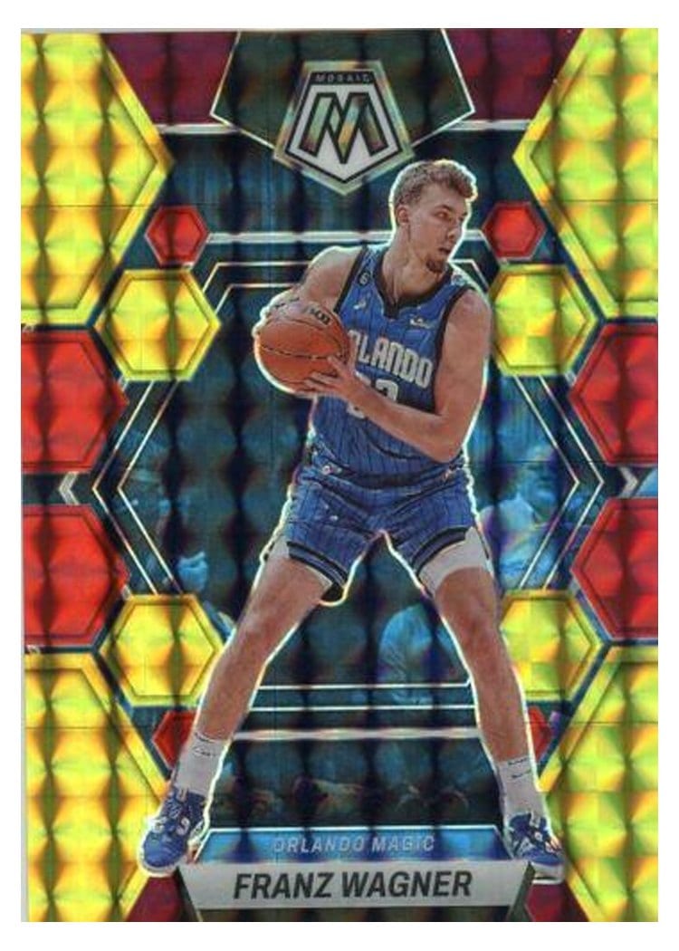 2022-23 Panini Mosaic Base Set Franz Wagner Choice Fusion Red & Yellow #39 card