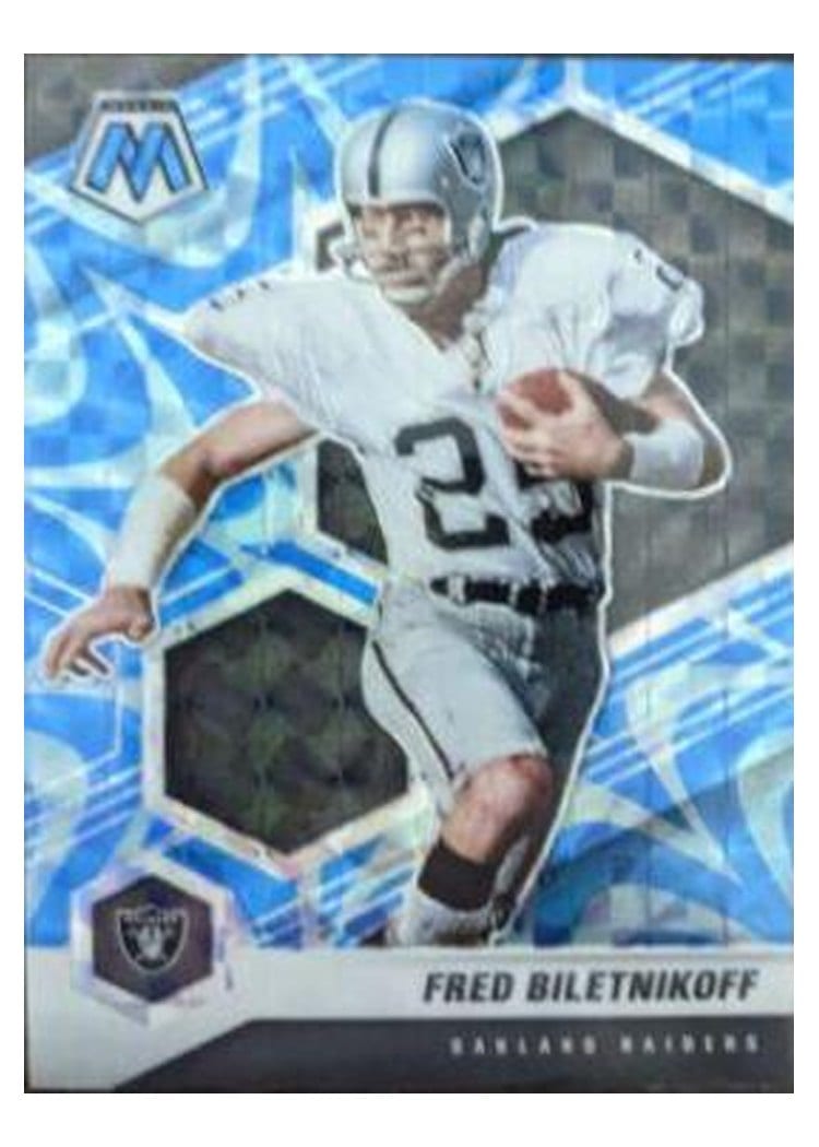 2021 Panini Mosaic Base Set Fred Biletnikoff Reactive Blue Mosaic #105 card