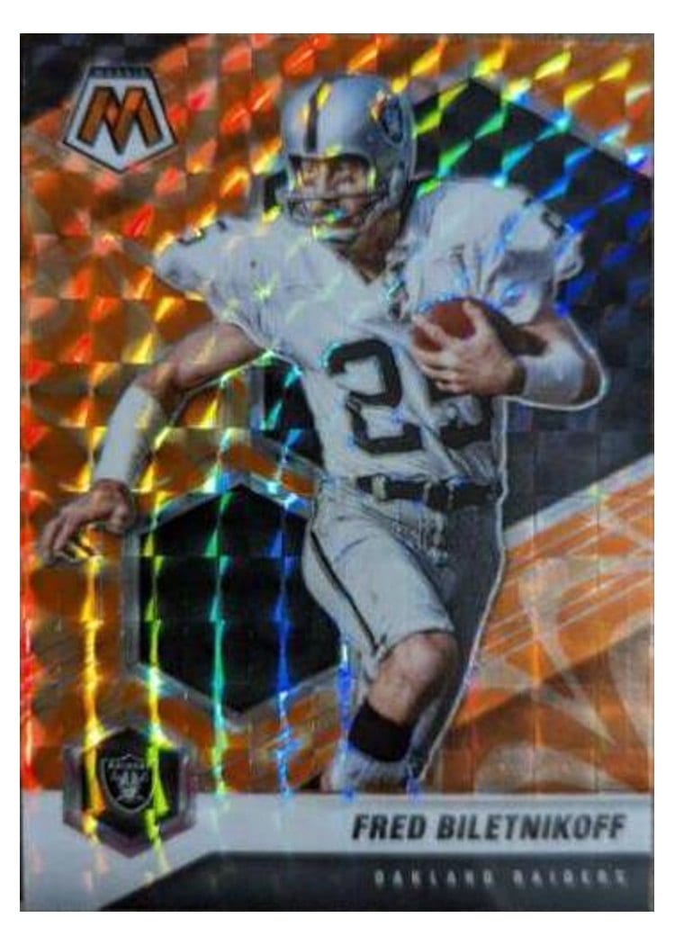 2021 Panini Mosaic Base Set Fred Biletnikoff Reactive Orange Mosaic #105 card