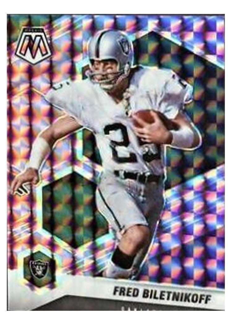 2021 Panini Mosaic Base Set Fred Biletnikoff Purple Mosaic #105 card