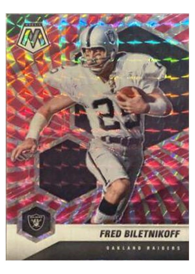 2021 Panini Mosaic Base Set Fred Biletnikoff Pink Swirl Mosaic #105 card