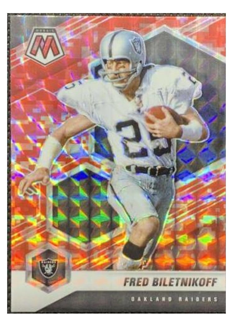 2021 Panini Mosaic Base Set Fred Biletnikoff Camo Red Mosaic #105 card