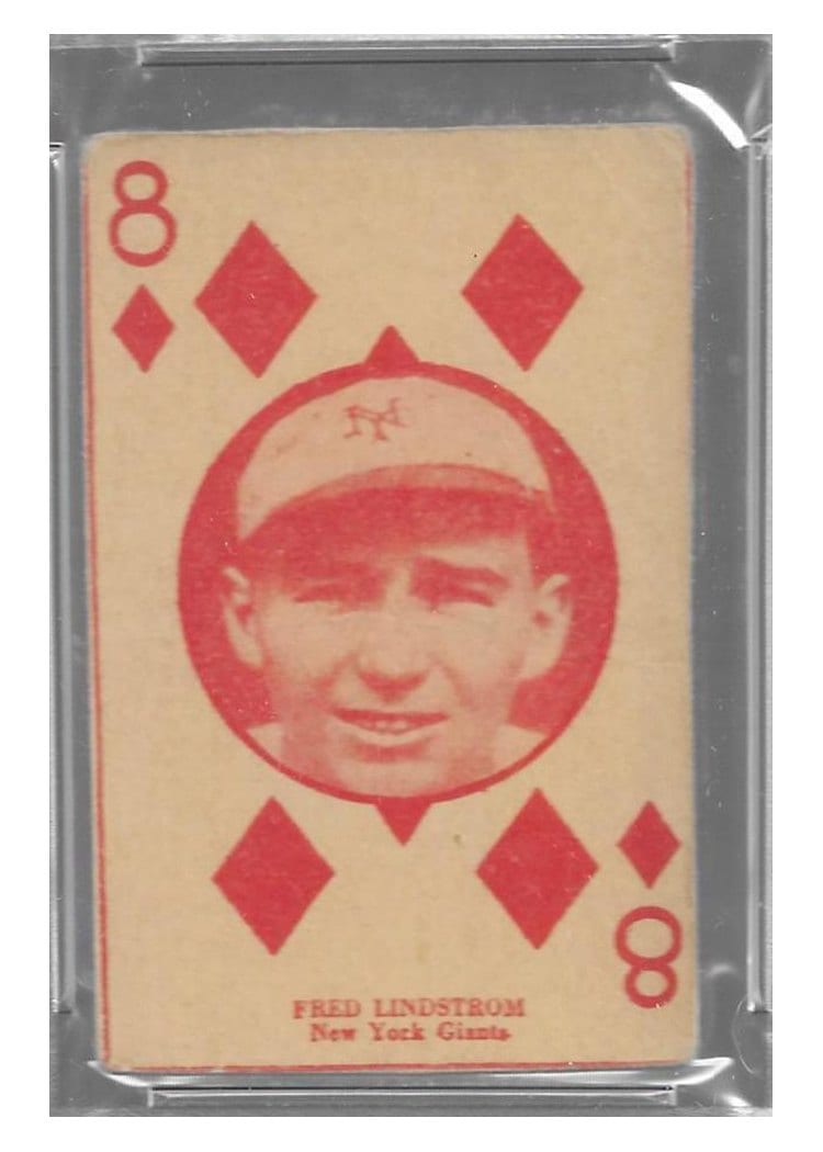 1927 W560 Hand Cut Fred Lindstrom 8 of Diamonds card