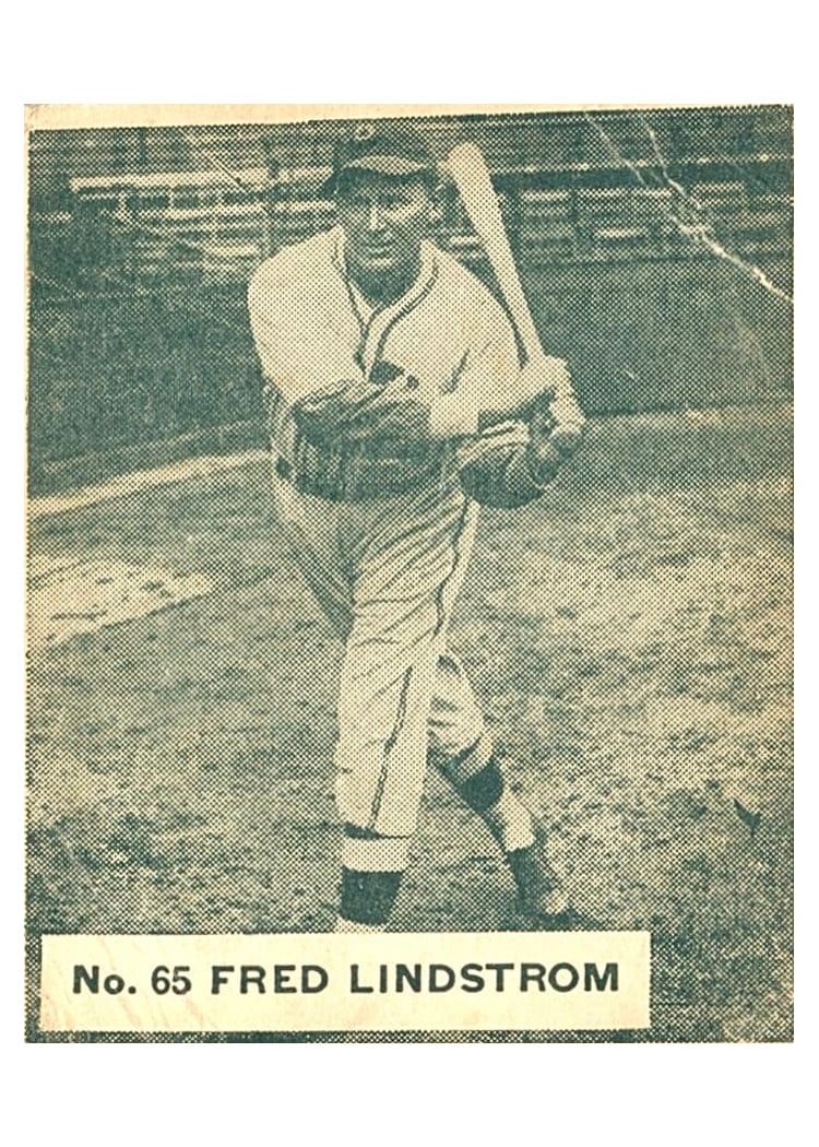 1936 World Wide Gum Fred Lindstrom #65 card