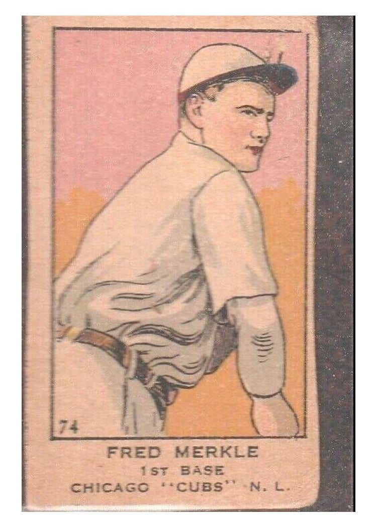 1919 W514 Fred Merkle Hand Cut #74 card