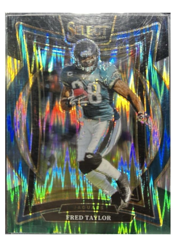 2024 Panini Select Base Set Fred Taylor Black Green Prizm Shock #57 card