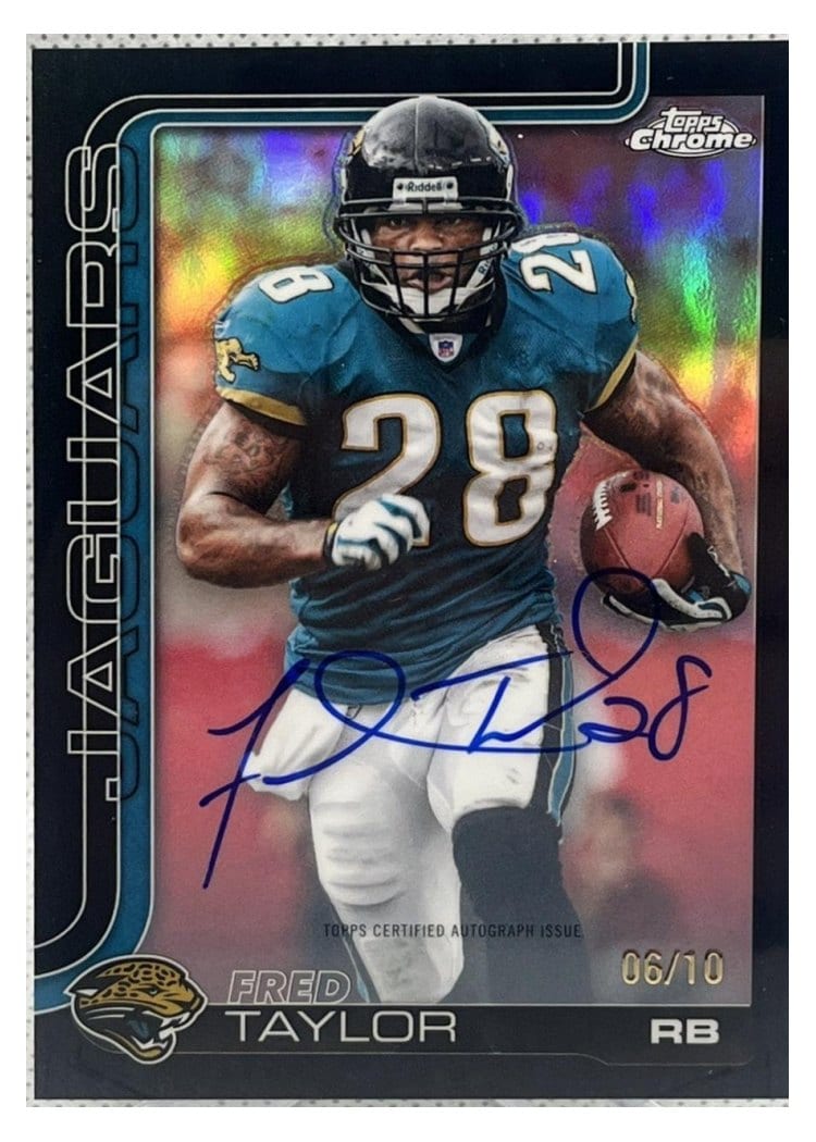 2025 Topps Chrome Sapphire Chrome Legends Autographs Sapphire Fred Taylor #CLA-FT card