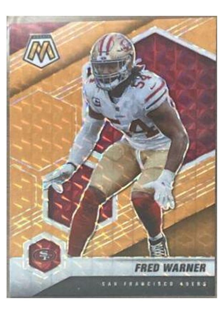2021 Panini Mosaic Base Set Fred Warner Orange Fluorescent #178 card