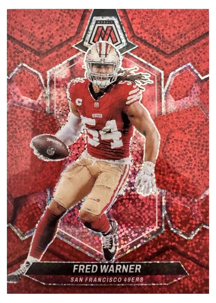 2024 Panini Mosaic Base Set Fred Warner Red Sparkle #196 card