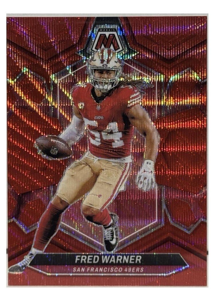 2024 Panini Mosaic Base Set Fred Warner Red Wave #196 card