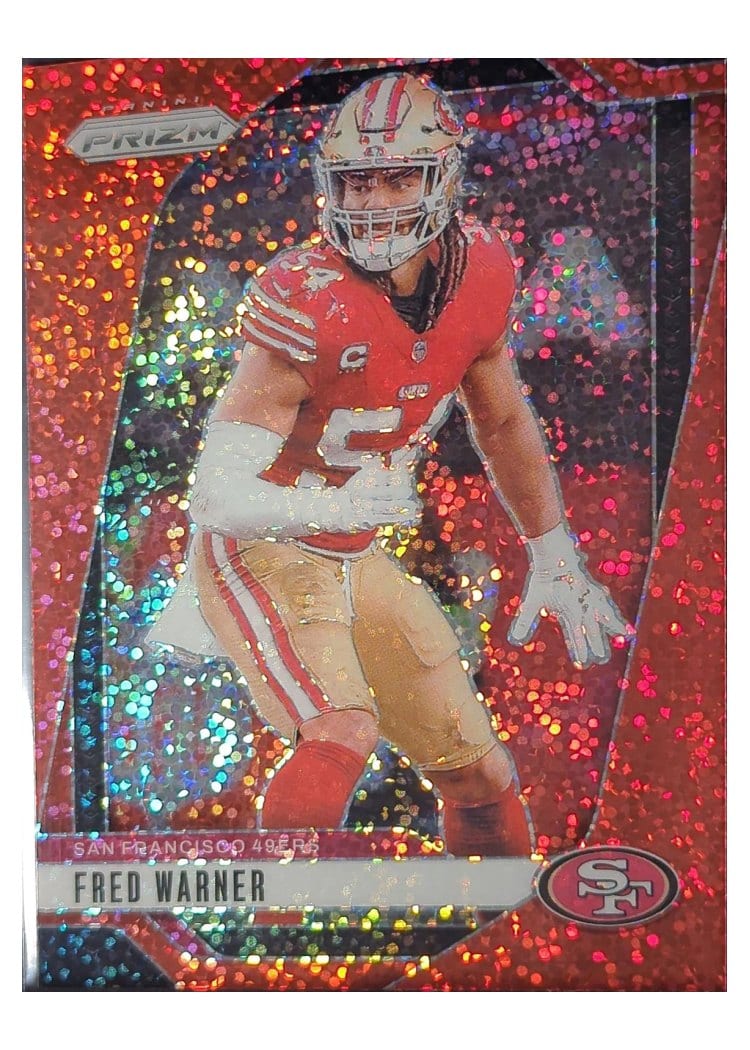2024 Panini Prizm Base Set Fred Warner Red Sparkle #255 card