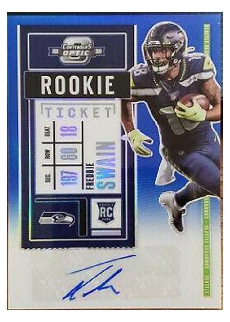 2020 Panini Contenders Optic Base Set Freddie Swain Autograph Blue #196 card
